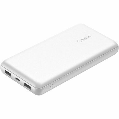 Chargeur portatif Belkin 15 W à 3 ports USB - 20 000 mAh - 2 x USB-A (12 W), 1 x USB-C (15 W) - avec câble USB-A vers USB-C - Blanc BPB012BTWH