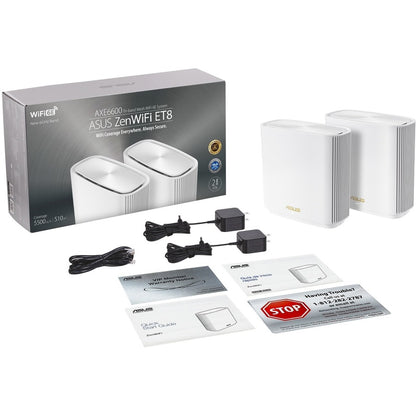 Asus ZenWiFi ET8 ET8 (W-2-PK) Wi-Fi 6 IEEE 802.11ax  Wireless Router ET8 (W-2-PK)