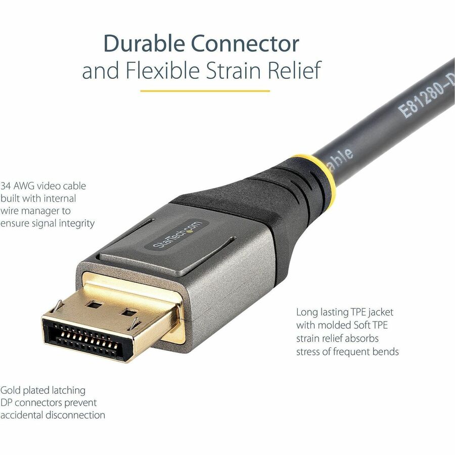 Câble DisplayPort 1.4 StarTech.com de 30 cm, 8K 60 Hz HDR10, vidéo UHD 4K 120 Hz, cordon d'écran DP vers DP, câble DP 1.4, M/M DP14VMM1F