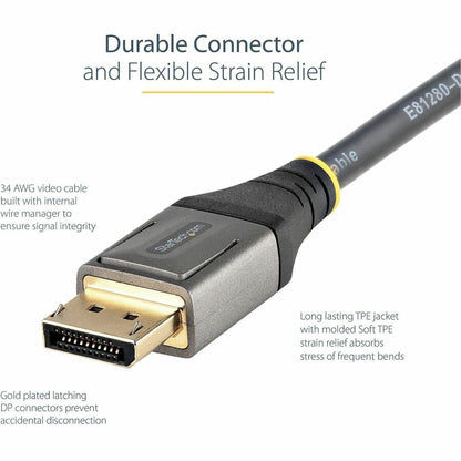 Câble DisplayPort 1.4 StarTech.com de 30 cm, 8K 60 Hz HDR10, vidéo UHD 4K 120 Hz, cordon d'écran DP vers DP, câble DP 1.4, M/M DP14VMM1F