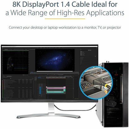 Câble DisplayPort 1.4 StarTech.com de 30 cm, 8K 60 Hz HDR10, vidéo UHD 4K 120 Hz, cordon d'écran DP vers DP, câble DP 1.4, M/M DP14VMM1F