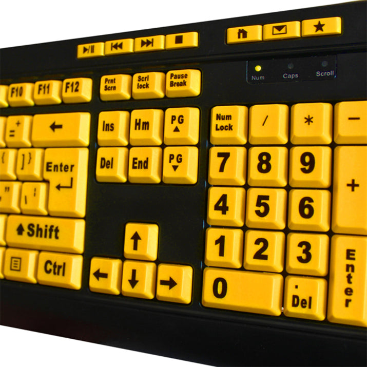 Clavier de bureau multimédia Adesso Luminous 4X à gros caractères AKB-132UY