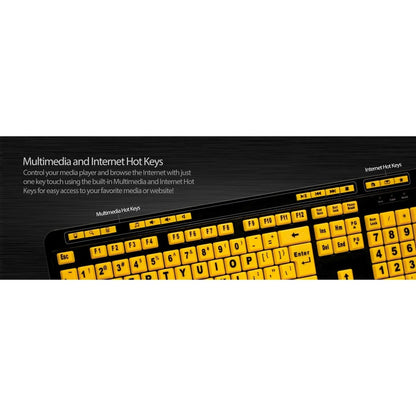 Clavier de bureau multimédia Adesso Luminous 4X à gros caractères AKB-132UY