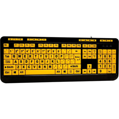 Clavier de bureau multimédia Adesso Luminous 4X à gros caractères AKB-132UY