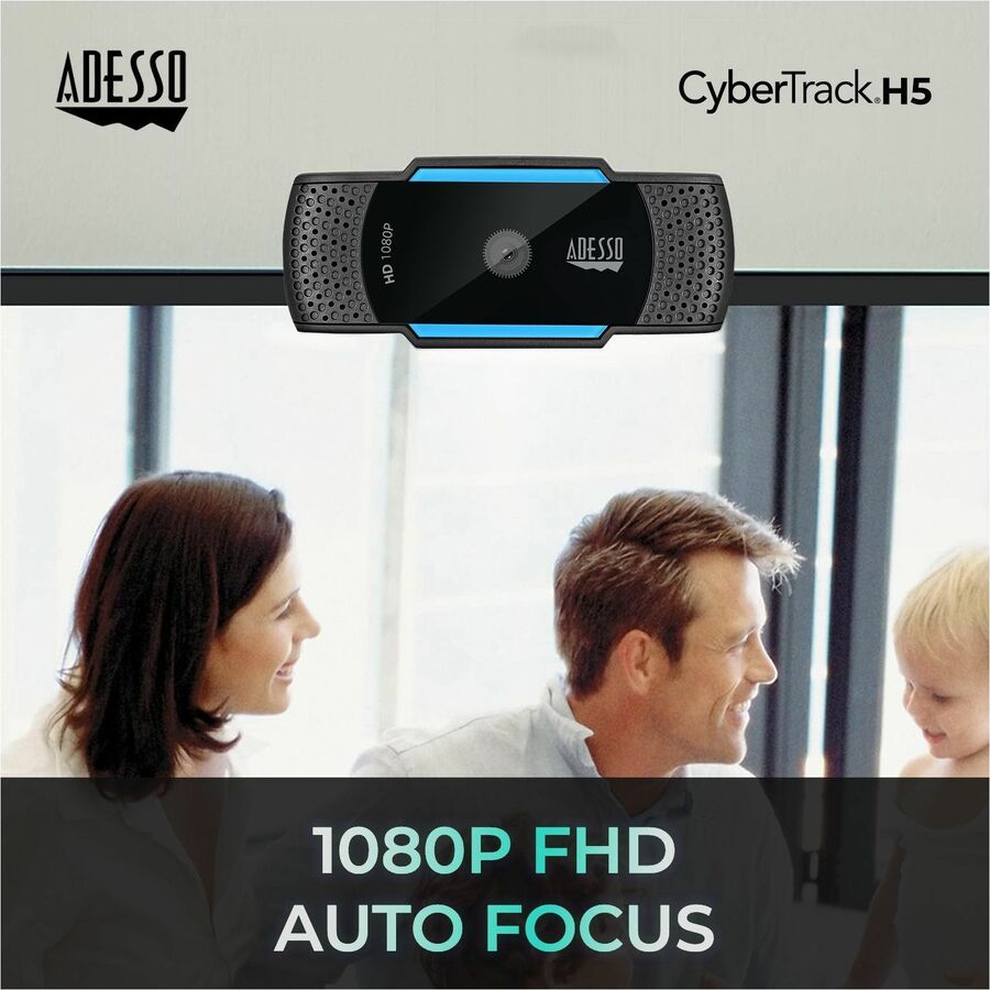Webcam Adesso CyberTrack CyberTrack H5 - 2,1 mégapixels - 30 ips - Noir, Bleu - USB 2.0 - 1 de chaque CYBERTRACKH5
