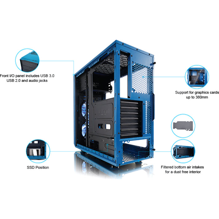 Boîtier d'ordinateur Fractal Design Focus G avec panneau latéral vitré FD-CA-FOCUS-BU-W