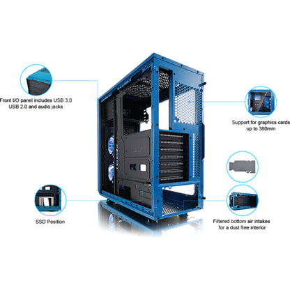 Boîtier d'ordinateur Fractal Design Focus G avec panneau latéral vitré FD-CA-FOCUS-BU-W