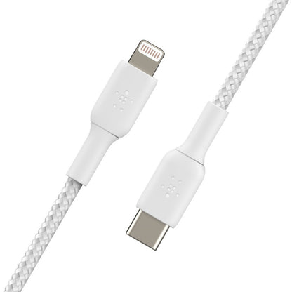 Belkin BoostCharge Braided USB-C to Lightning Cable (1 meter / 3.3 foot, White) CAA004BT1MWH