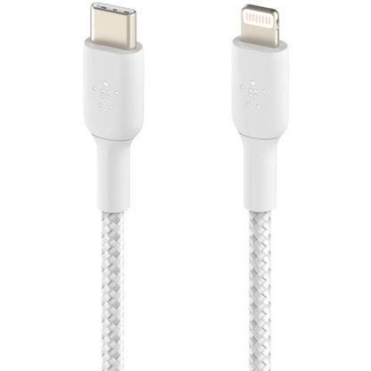 Belkin BoostCharge Braided USB-C to Lightning Cable (1 meter / 3.3 foot, White) CAA004BT1MWH