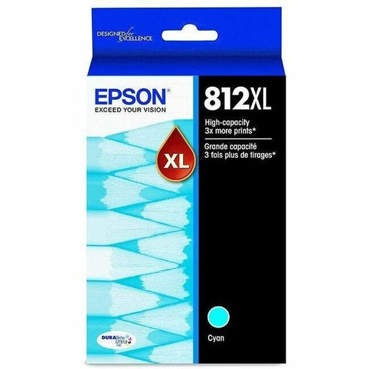 Cartouche d'encre à jet d'encre haute capacité d'origine Epson DURABrite Ultra T812 - Cyan - 1 unité T812XL220-S