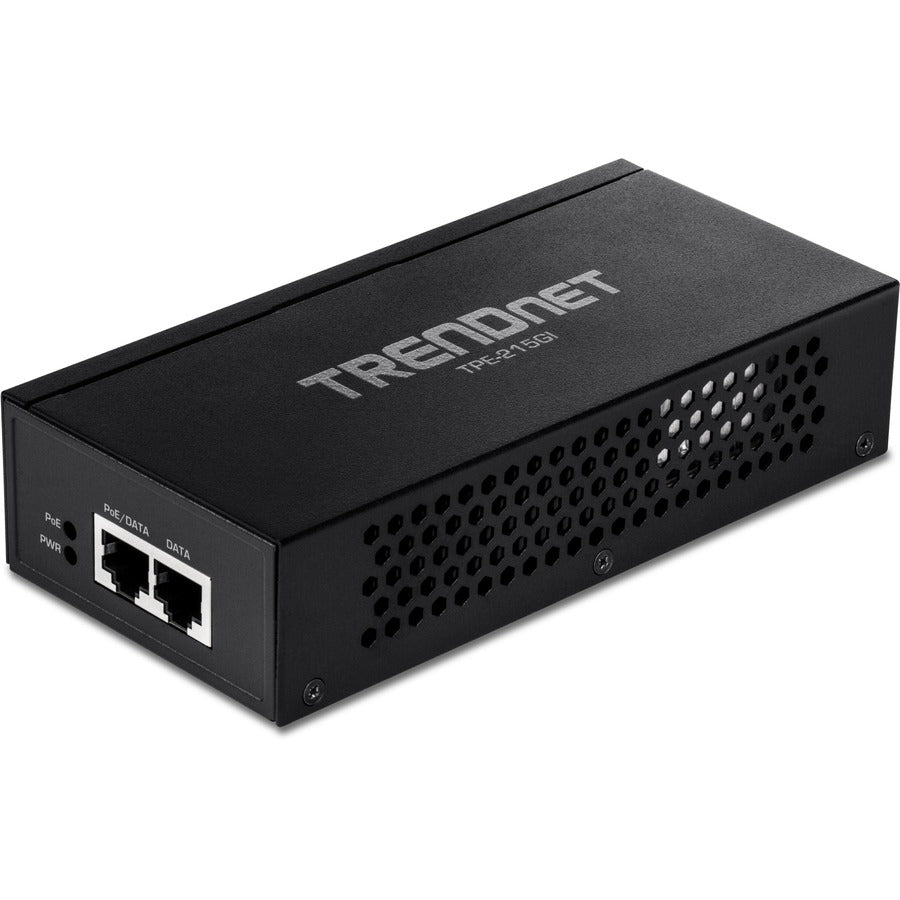Injecteur TRENDnet 2,5G PoE+, TPE-215GI, PoE (15,4 W) ou PoE+ (30 W), convertit un port non PoE en port PoE+ 2,5 G, compatible 2,5 GBASE-T, alimentation intégrée, met en réseau un périphérique PoE jusqu'à 100 m (328 pi) TPE-215GI