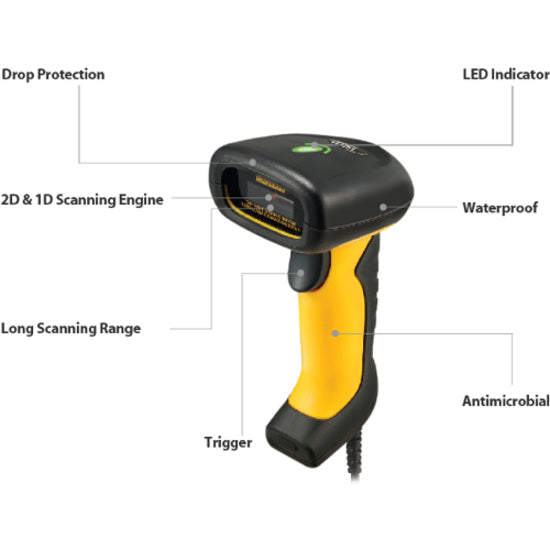 Adesso NuScan 5200TU - Scanner de codes-barres 2D antimicrobien et étanche NUSCAN 5200TU