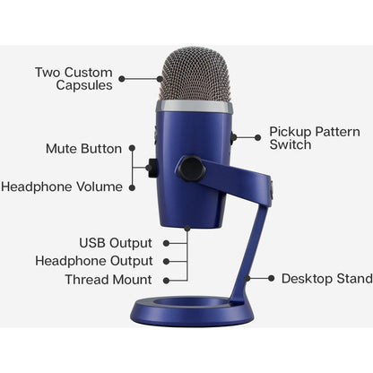 Microphone à condensateur filaire Blue Yeti Nano 988-000089