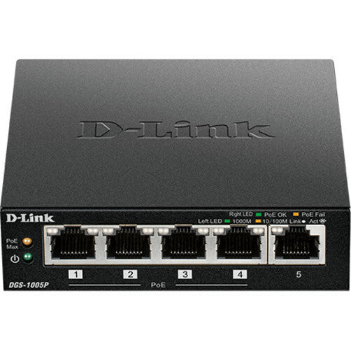 D-Link 5-Port Desktop Gigabit PoE+ Switch DGS-1005P