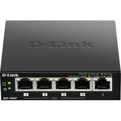 D-Link 5-Port Desktop Gigabit PoE+ Switch DGS-1005P