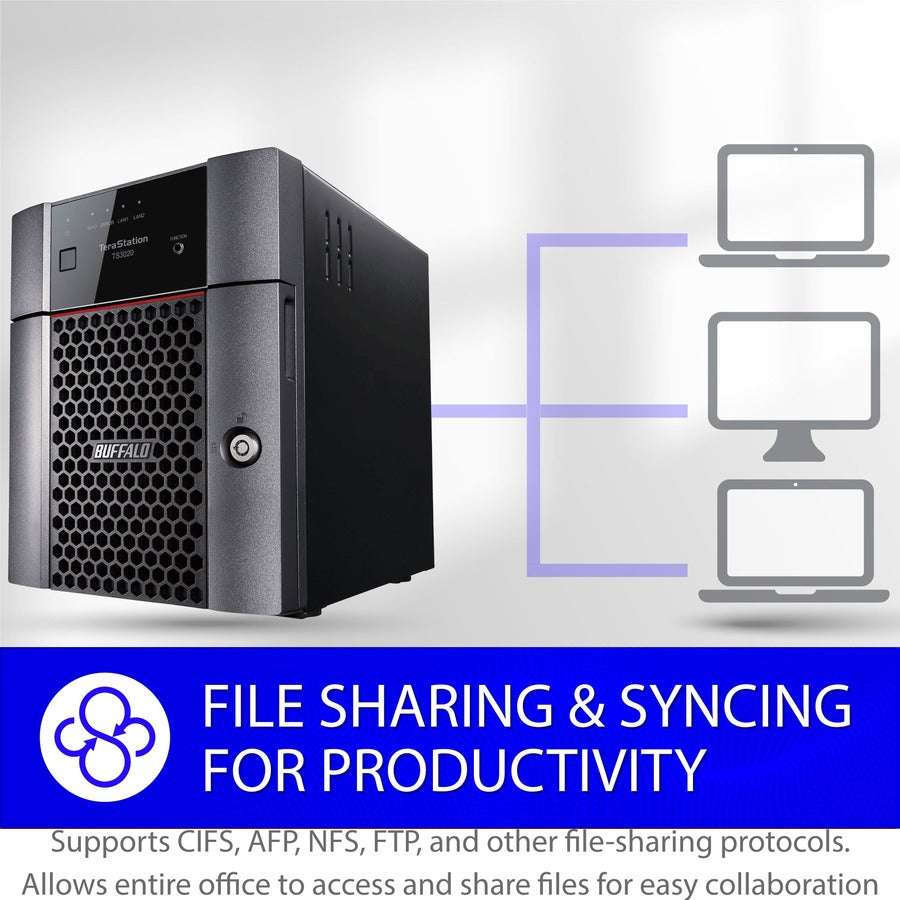 BUFFALO TeraStation 3420 4-Bay SMB 32TB (4x8TB) Desktop NAS Storage w/ Hard Drives Included TS3420DN3204