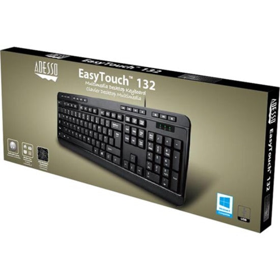 Adesso Spill-Resistant Multimedia Desktop Keyboard (USB) AKB-132UB