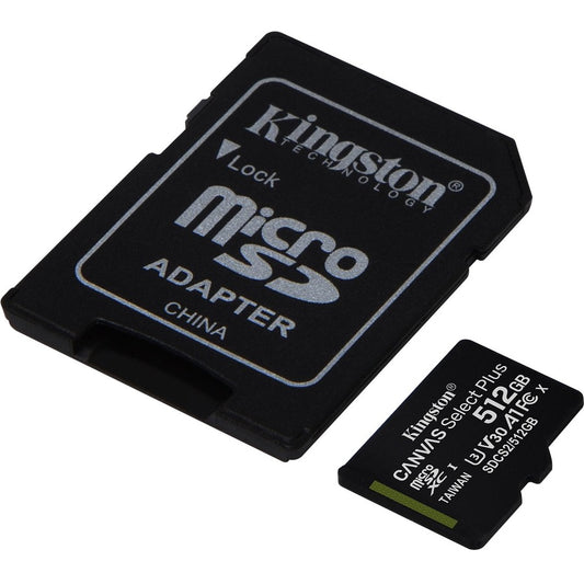 Carte microSDXC Kingston Canvas Select Plus SDCS2 512 Go Classe 10/UHS-I (U3) - 1 paquet SDCS2/512 Go