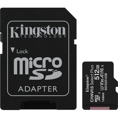 Kingston Canvas Select Plus SDCS2 512 GB Class 10/UHS-I (U3) microSDXC - 1 Pack SDCS2/512GB
