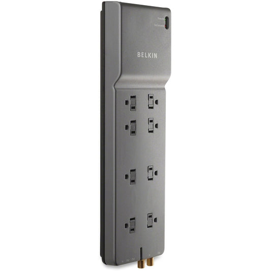 Parasurtenseur Belkin à 8 prises pour la maison/le bureau avec ligne téléphonique + cordon d'alimentation rallongé - Câble de 12 pieds - Noir - 3 390 joules BE108230-12