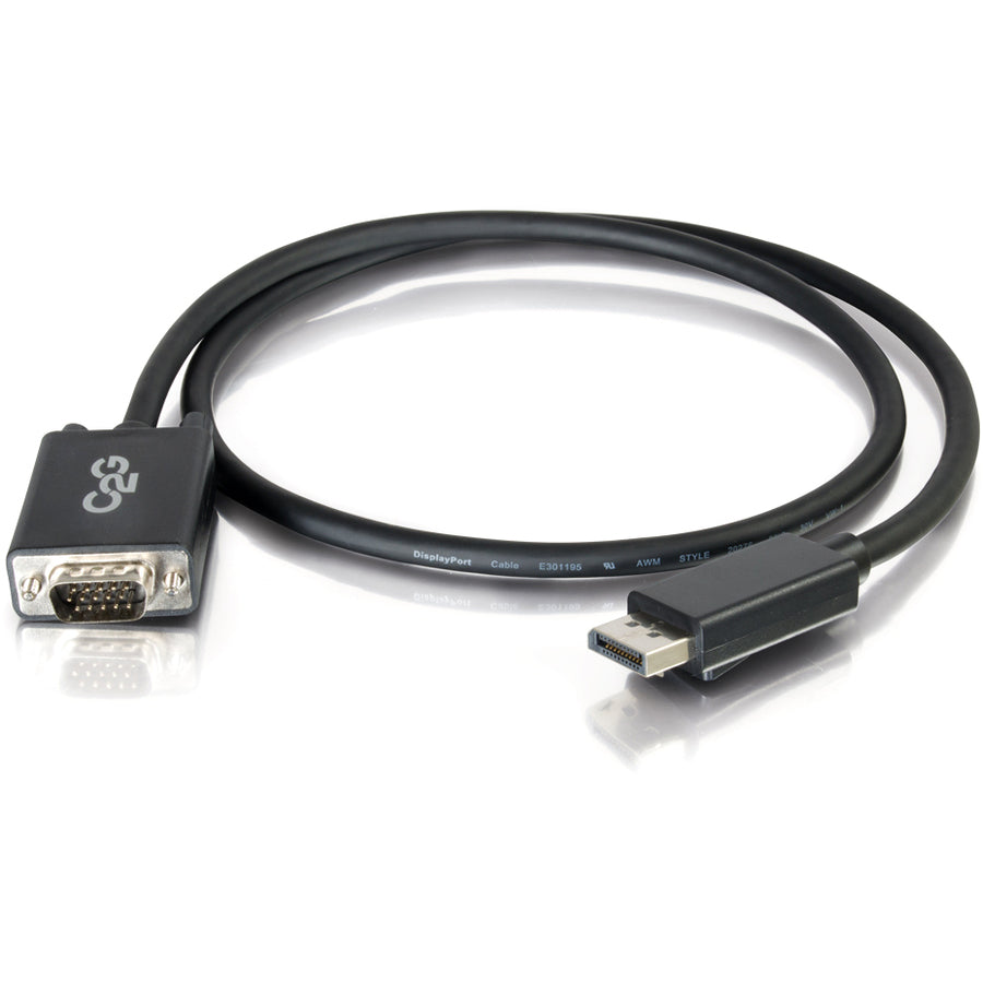 Adaptateur DisplayPort vers VGA C2G 6 pieds - Câble adaptateur vidéo DP vers VGA - DisplayPort 1.2 - 1080p - M/M 54332