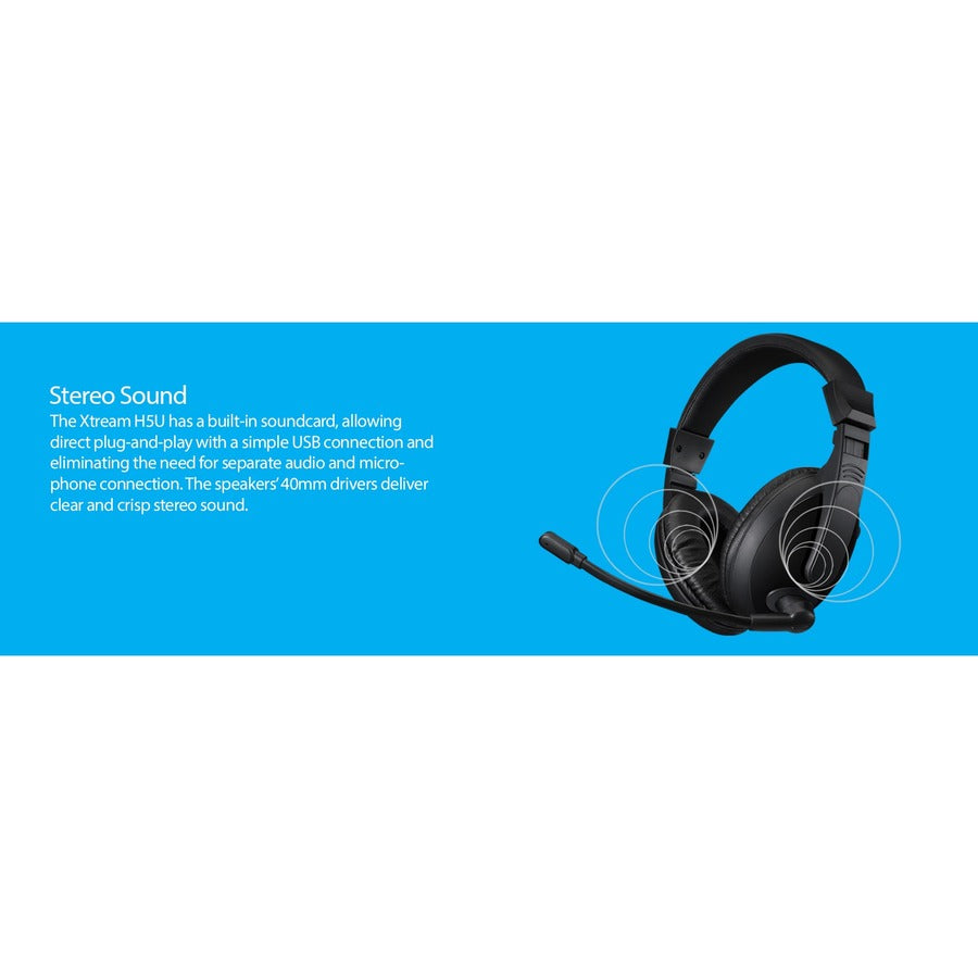 Adesso Xtream H5U Stereo USB Multimedia Headphone/Headset with Microphone XTREAM H5U