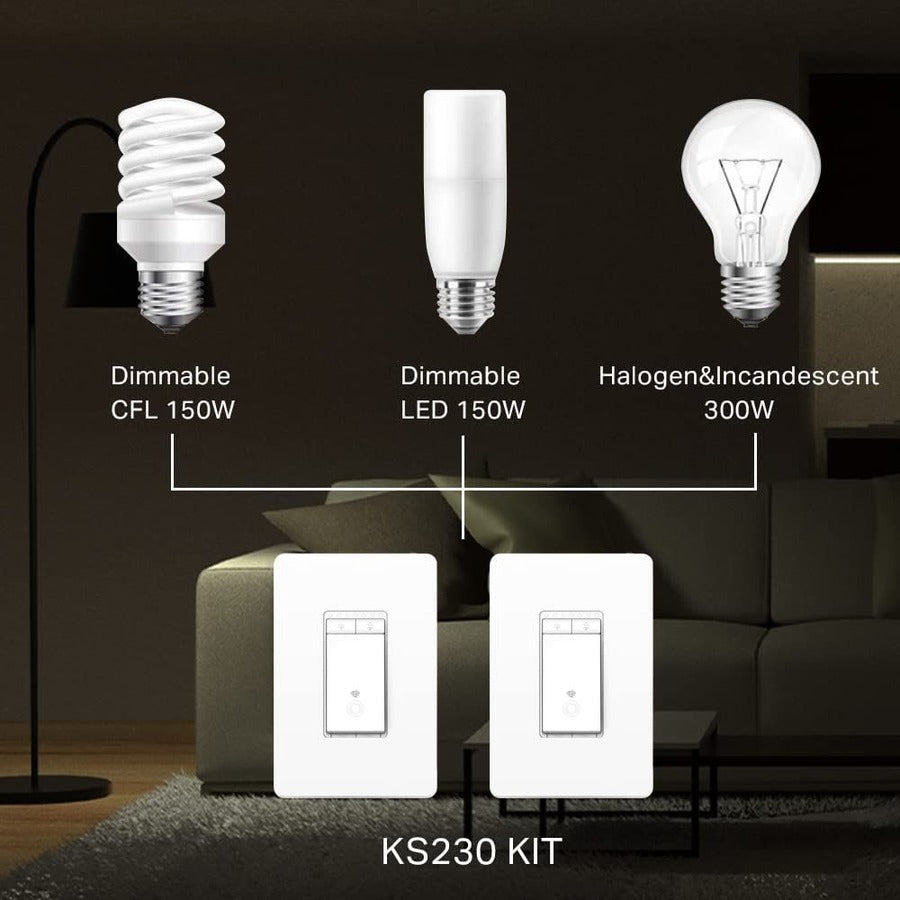 Kit variateur à 3 voies avec interrupteur intelligent WiFi Kasa KS230 KIT