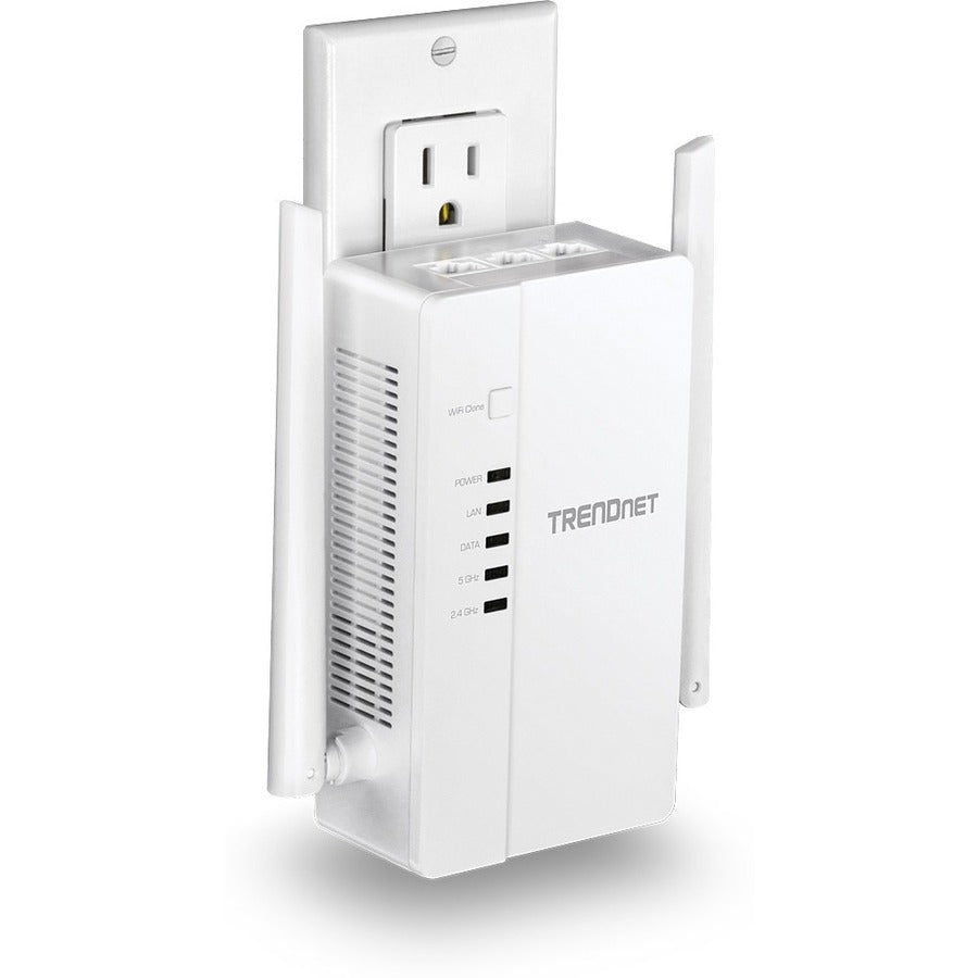 Kit de point d'accès sans fil AC1200 double bande Powerline 1200 AV2 Wi-Fi Everywhere de TRENDnet, comprend 1 x TPL-430AP et 1 x TPL-423E, 3 x ports Gigabit, installation facile, blanc, TPL-430APK TPL-430APK