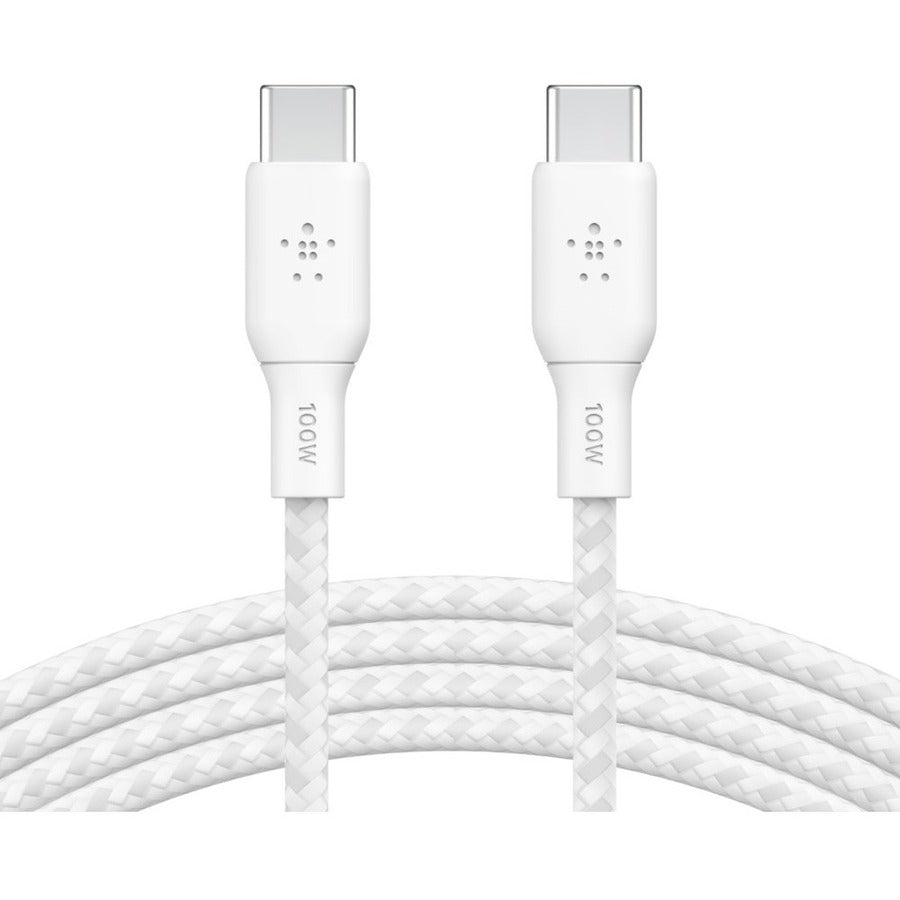 Câble Belkin BoostCharge USB-C vers USB-C 100 W - (2 mètres / 6,6 pieds, blanc) CAB014bt2MWH