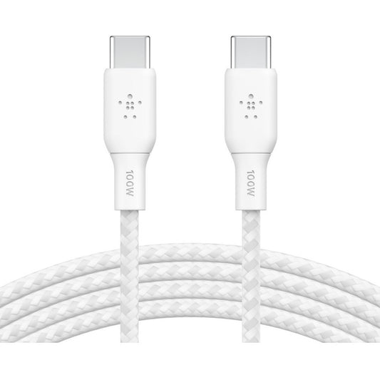 Câble Belkin BoostCharge USB-C vers USB-C 100 W - (2 mètres / 6,6 pieds, blanc) CAB014bt2MWH