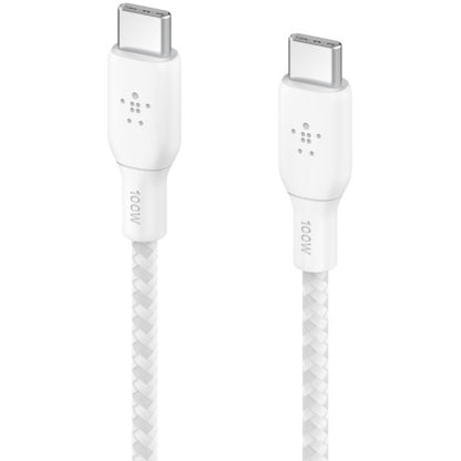 Câble Belkin BoostCharge USB-C vers USB-C 100 W - (2 mètres / 6,6 pieds, blanc) CAB014bt2MWH