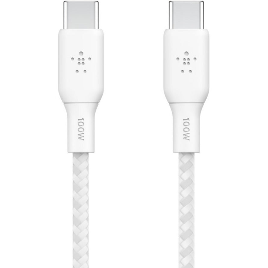 Câble Belkin BoostCharge USB-C vers USB-C 100 W - (2 mètres / 6,6 pieds, blanc) CAB014bt2MWH