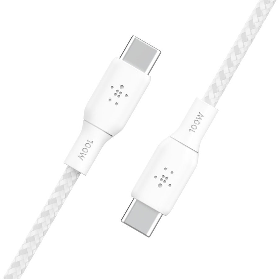 Câble Belkin BoostCharge USB-C vers USB-C 100 W - (2 mètres / 6,6 pieds, blanc) CAB014bt2MWH