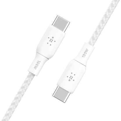 Câble Belkin BoostCharge USB-C vers USB-C 100 W - (2 mètres / 6,6 pieds, blanc) CAB014bt2MWH