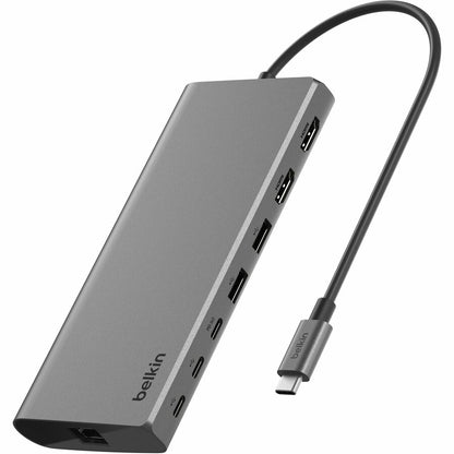 Belkin USB-C 8-in1 Dual Display Core Hub - Docking Station - 10 Gbps - 100W - 3xUSB-C, 2xUSB-A, 2xHDMI, Ethernet - 4K - Grey INC015BTSGY