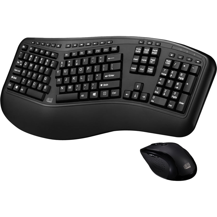 Adesso Tru-Form Media 1500 - Clavier ergonomique sans fil et souris laser WKB-1500GB