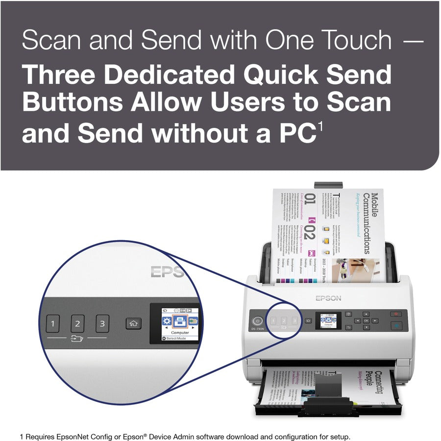 Scanner à feuilles Epson DS-730N - 600 dpi optique B11B259201