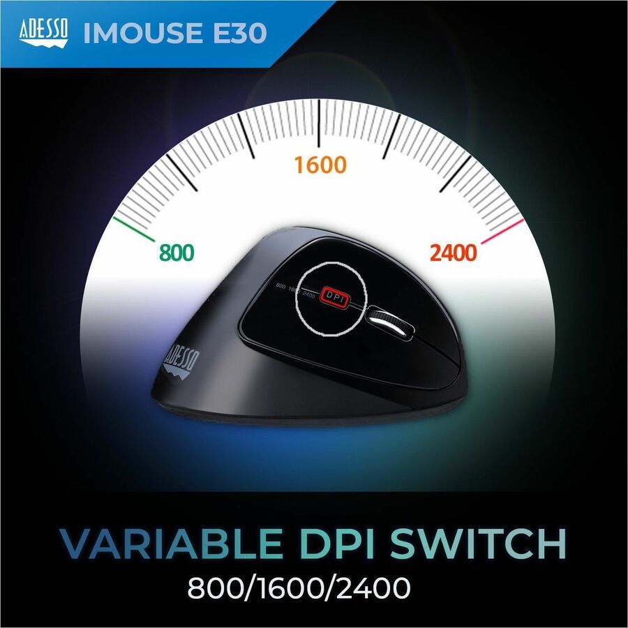 Adesso iMouse E30 - 2.4 GHz Wireless Vertical Programmable Mouse IMOUSE E30