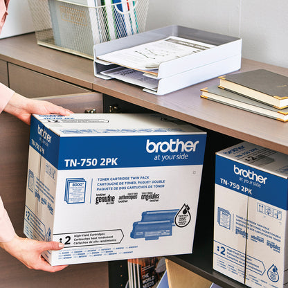 Brother TN-750 Original High Yield Laser Toner Cartridge - Twin-pack - Black - 2 / Box TN7502PK