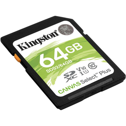 Kingston Canvas Select Plus SDS2 64 Go Classe 10/UHS-I (U1) SDXC - 1 paquet SDS2/64 Go