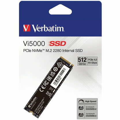 Verbatim Vi5000 512 GB Solid State Drive - M.2 2280 Internal - PCI Express NVMe (PCI Express NVMe 4.0) 31825