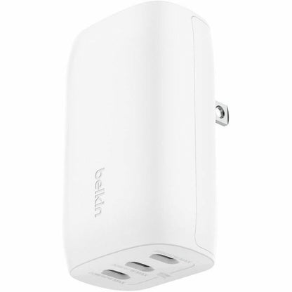 Chargeur mural portable Belkin 67 W à 3 ports USB-C - 3 x USB-C (67 W au total) - Charge rapide - Adaptateur secteur - Blanc WCC002DQWH