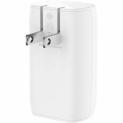 Chargeur mural portable Belkin 67 W à 3 ports USB-C - 3 x USB-C (67 W au total) - Charge rapide - Adaptateur secteur - Blanc WCC002DQWH