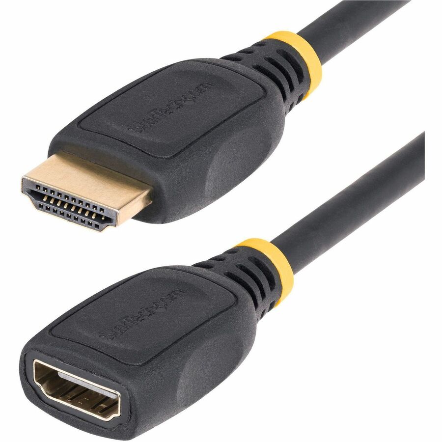 StarTech.com Câble d'extension HDMI 2.0 de 0,5 m (18 po), câble de protection de port HDMI haute vitesse, 4K 60 Hz, câble adaptateur d'extension HDMI mâle vers femelle HD2MF18INL