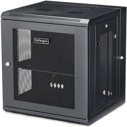StarTech.com Armoire réseau murale 12U 19" - 16" de profondeur, verrouillable, pour rack d'équipement de données informatiques flexible, boîtier de commutation ventilé avec étagère RK12WALHM
