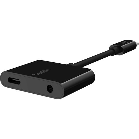 Belkin RockStar 3.5mm Audio + USB-C Charge Adapter F7U080BTBLK