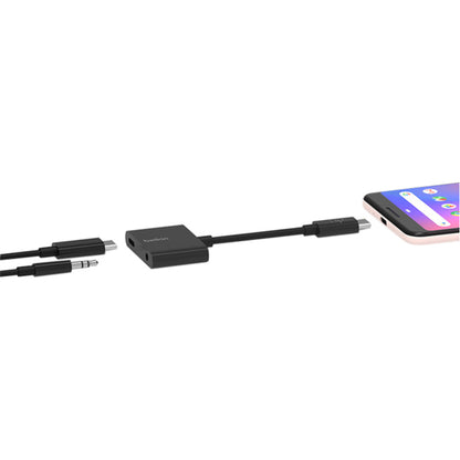 Belkin RockStar 3.5mm Audio + USB-C Charge Adapter F7U080BTBLK