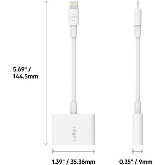 Belkin 3.5 mm Audio + Charge for iPhone and iPad Lightning Adapter F8J212BTWHT