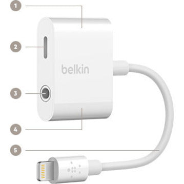 Belkin 3.5 mm Audio + Charge for iPhone and iPad Lightning Adapter F8J212BTWHT