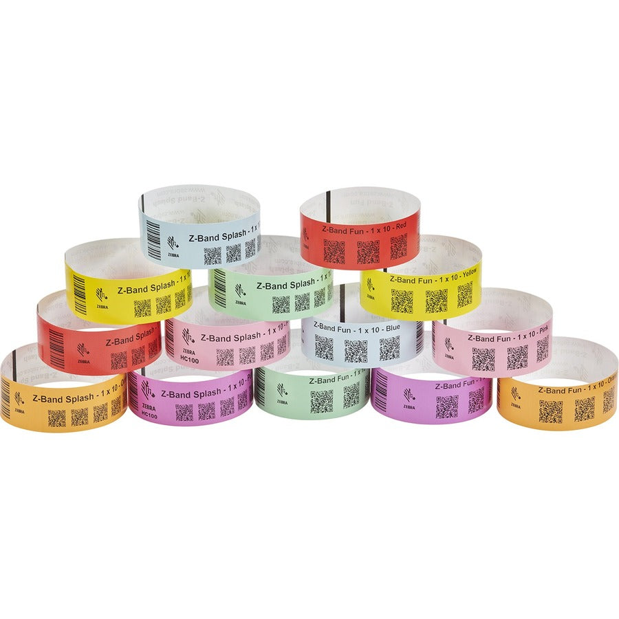 Bracelet Zebra en polypropylène 1 x 10 pouces Thermique directe Zebra Z-Band Fun Green 1 po de noyau 10012712-4